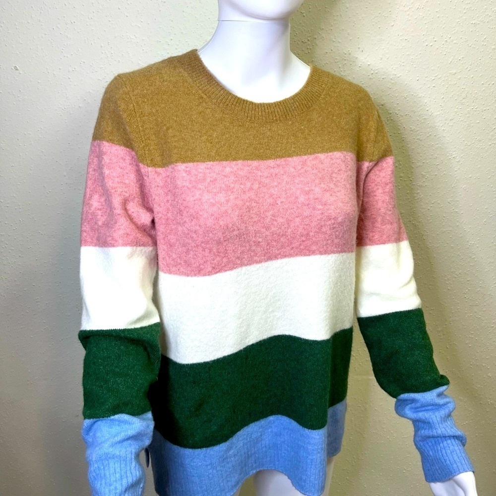 J. Crew Multicolor Striped Crew Neck Sweater